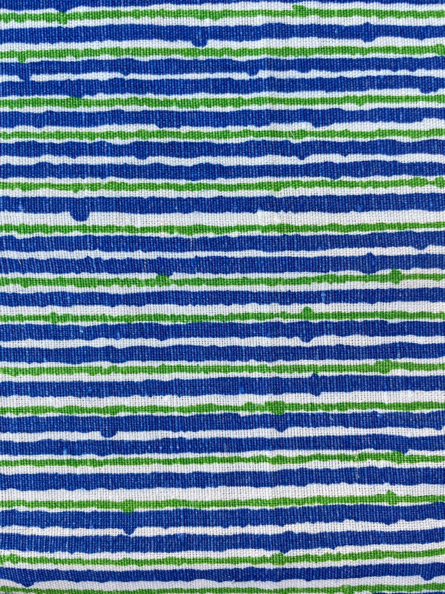 10" x 10" Fabric Square - Vintage Brunschwig & Fils “Pique-Nique” Stripe in Green/Blue